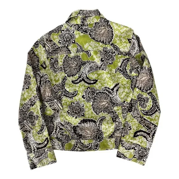 Charter Club Floral Paisley Button Down Shirt Jacket Green Brown Women’s Size S - Picture 3 of 4